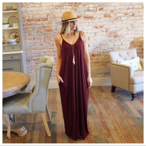 Infinity Raine Dresses & Skirts - LAST ONE! Burgundy Cami Maxi w/Pockets